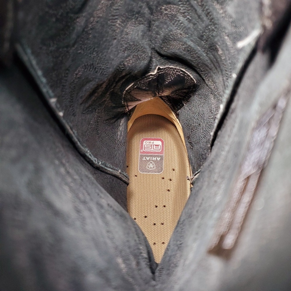 Ariat Heritage Boots Mens 13 D Black Leather Pull On R Toe Western Cowboy Shoes - Picture 14 of 15